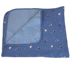 VTG 2001 Gymboree Blue Skiing Snowboarding Teddy Bear WinterSparkle Baby Blanket